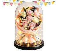 Bouquet de fleurs préservées dans un dôme en verre - Décoration de table