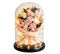 Bouquet de fleurs préservées dans un dôme en verre pour décoration de