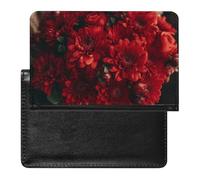 Bouquet de fleurs rouges pour passeport - Portefeuille de voyage sécurisé en cuir synthétique - Pour cartes de crédit - Pour homme et femme - Blanc - Taille unique - Moderne, blanc, Taille unique,