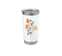 Bouquet de fleurs sauvages printanières vintage Gobelet isotherme en acier inoxydable double paroi