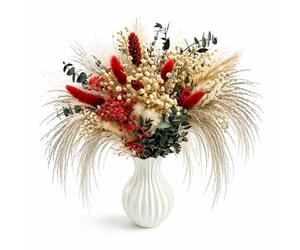 Bouquet de Fleurs séchées avec Herbe de la Pampa, queues de Lapin et gypsophile pour la décoration Maison intérieure, la décoration bohème, Les Tables de Mariage et Les décorations murales