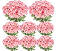 Bouquet de Fleurs séchées Exotiques Élégant Rose Longue Tige, 80pcs Fleur Artificielle, adaptée à la Fabrication de Douche Nuptiale de Mariage pour décoration de Table décoration pour la Maison (Pas