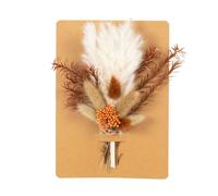 Bouquet de fleurs séchées orange, marron et écrues 15x5x21cm Blanc