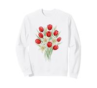 Bouquet de Fleurs Tulipes Rouges Motif Floral Sweatshirt
