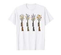Bouquet de Fusil de Chasse aux Fleurs T-Shirt Graphique avec Valeur