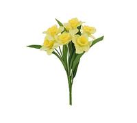 Bouquet de jonquilles artificielles en soie à 7 têtes - Jaune ou jaune et crème - Arrangement floral éternel de printemps - 44 cm de long (jaune)