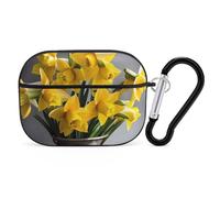 Bouquet de jonquilles Coque pour AirPod Pro, anti-rayures en polycarbonate rigide avec porte-clés, accessoires pour AirPod Pro 2e/1ère coque pour homme et femme, style noir