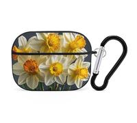 Bouquet de jonquilles Coque pour AirPod Pro, anti-rayures en polycarbonate rigide avec porte-clés, accessoires pour AirPod Pro 2e/1ère coque pour homme et femme, style noir
