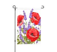 Bouquet de lavande et de coquelicot, drapeau de jardin d'été double face de 12 x 18 pouces pour l'extérieur