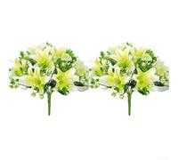Bouquet de lys artificiel avec 9 têtes et fleurs en soie réalistes, 33 cm de haut pour décoration de maison et de jardin (jaune)