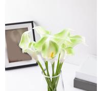 Bouquet de lys calla artificiels, fleurs blanches élégantes en soie au toucher réaliste pour mariages, décoration d'intérieur, arrangements de mariage (vert)