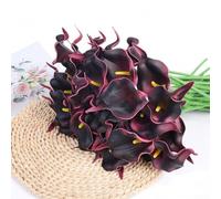 Bouquet de lys calla artificiels, fleurs blanches élégantes en soie au toucher réaliste pour mariages, décoration d'intérieur, arrangements de mariage (centre noir)