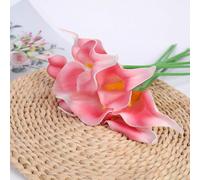 Bouquet de lys calla en soie pour mariage, réception, centre de table, décoration d'intérieur, salon, étagère, style d'entrée prêt à être affiché (rose foncé)