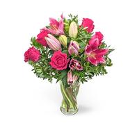 Bouquet de lys roses - Composition florale fraîche livrée à la main - Cadeau élégant avec expédition le lendemain - Idéal pour un anniversaire, un anniversaire, des condoléances, une célébration ou un