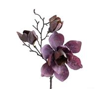 Bouquet de magnolia artificiel réaliste pour un style d'intérieur sans effort, parfait pour les salons, les chambres et les événements (violet foncé)