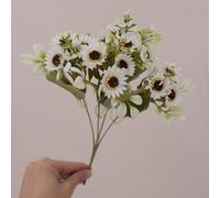 Bouquet de marguerites artificielles en tissu de soie pour décoration de maison, fête de mariage, bureau, centre de table, arrangement floral sans entretien (blanc)