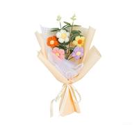 Bouquet de marguerites artificielles tissées à la main, fleurs en fil de crochet, décoration d'intérieur nécessitant peu d'entretien, charmant et ludique pour salon ou chambre à coucher (jaune)