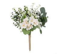 Bouquet de mariage artificiel d'eucalyptus et d'orchidée conçu pour ajouter une touche naturelle aux événements de mariage et aux espaces de décoration intérieure (blanc)