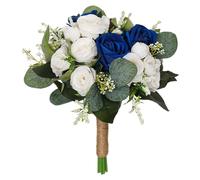 Bouquet de Mariage, Bouquet de Fleurs Artificielles, Fleur mariage pour Mariée, Demoiselle d'honneur, Fête de Confession, Anniversaire, Saint-Valentin, Bleu blanc
