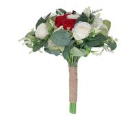 Bouquet de Mariage, Fausses Fleurs artificielles, Bouquet de mariée Romantique, élégant et réaliste, pour cérémonie de Mariage, Anniversaire, fête, Chanvre Plastique, 24 x 27 cm (Rouge)