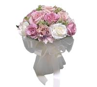 Bouquet de Mariée de Mariage, Bouquet de Roses Artificielles, Bouquet de Mariée Mori, Bouquets de Mariage Romantiques Faits à la Main pour Mariée, Demoiselle d'honneur Tenant des(Blanc Rose)