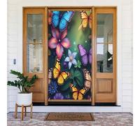 Bouquet de papillons colorés imprimé No.955 Couvertures de porte décoratives, bannières décoratives pour intérieur/extérieur, printemps, été, automne, hiver, Halloween, Noël, décorations d'intérieur