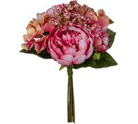 Bouquet de pivoines artificielles 30 cm en rose - Décoration facile d'entretien pour la maison et le bureau