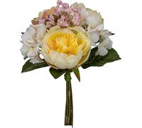 Bouquet de pivoines artificielles 30cm en jaune clair - fleur décorative réaliste pour la maison et le bureau