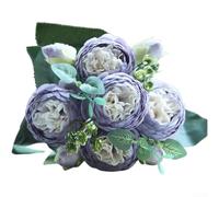 Bouquet de pivoines artificielles à 5 têtes pour décoration de mariage et de maison, composition florale en soie et mousse avec texture réaliste et couleurs durables (violet)