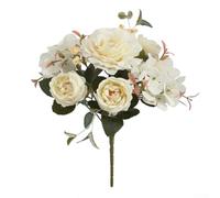 Bouquet de pivoines artificielles en soie sur le thème du mariage pour décoration de salle de banquet, porche, banc, accent floral (blanc)