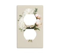 Bouquet de pivoines blanches avec ruban pour interrupteur décoratif 1 gang pour cuisine, salle de bain, taille 7 x 11,4 cm