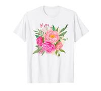 Bouquet de pivoines et papillons à l'aquarelle florale T-Shirt
