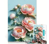 Bouquet de pivoines Roses Puzzle de 1000 pièces pour Adultes Jeu de réflexion et de Loisirs Découpe Fine pour Les vœux du Père Noël (50x75cm)