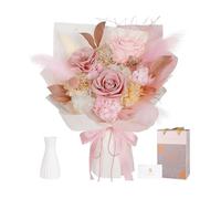 Bouquet de rose éternelle avec vase - AUTREMENT - Rose poudré - 2 roses stabilisées - Vase inclus - Coffret cadeau