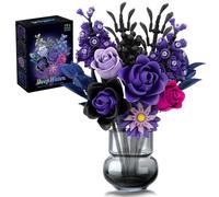Bouquet de Rose Violet Ensemble de Construction, Jouets de Construction Floraux artificiels pour la décoration Gothique, pour Halloween et Noël, Compatibles avec Les Fleurs Lego, 14+