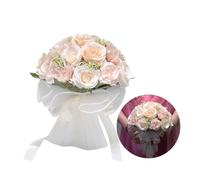 Bouquet de roses artificielles avec gaze, bouquets de mariage pour mariée, 18 bouquets de fleurs pour décoration de fête prénuptiale, cérémonie, anniversaire, retour à la maison (rose clair et blanc)