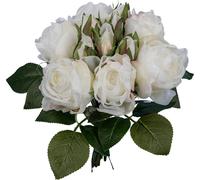 Bouquet de roses artificielles blanches 30 cm parfait pour la décoration et la floraison durable