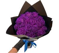 Bouquet de roses artificielles rouges à paillettes - Bouquet de roses artificielles brillantes - Cadeau d'amour pour la Saint-Valentin, anniversaire, fiançailles (auto-assemblage) (12, violet)