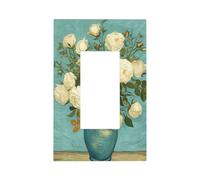 Bouquet de roses blanches dans un vase - Plaque murale - Plaque murale à bascule simple - Décoration pour la maison, la cuisine, la salle de bain