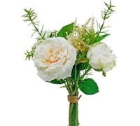 Bouquet de roses Bouquet de roses artificielles Crème Fleurs en soie Vase Déco Printemps Été