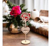 Bouquet de roses en bois sculpté personnalisé - Un cadeau de fleur éternelle personnalisé pour la fête des mères/la Saint-Valentin, souvenirs sculptés personnalisés pour les grands-mères et les femmes