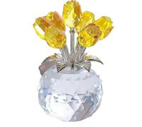 Bouquet de roses en cristal avec vase rond, figurine florale en verre pour collection, décoration de maison, de fête ou de mariage, cadeaux romantiques pour les femmes pour la Saint-Valentin, la fête