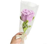 Bouquet de roses en laine faite à la main pour mariage, anniversaire, Saint-Valentin, centre de table, intérieur ou extérieur, 8 couleurs : bleu glacier, vin, rouge, jade - Cadeaux romantiques (violet