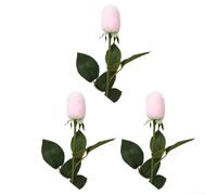 Bouquet de roses en soie réaliste - Lot de 3 tiges pour une utilisation décorative dans les espaces de vie, les chambres ou les espaces de travail tout au long de l'année (poudre peu profonde)