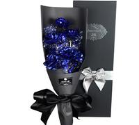 Bouquet de Roses plaquées Or 24 carats - Cadeau Artificiel éternel - Finition Brillante - Décoration à Longue Tige - Symbole de Luxe - Style de présentation élégant