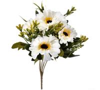 Bouquet de souci réaliste en soie pour tige réutilisable et réaliste Blanc | Fil de soie et plastique, tiges flexibles, texture réaliste, pas besoin d'arrosage, beauté durable
