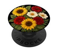 Bouquet de tournesols Dahlia et Cosmos Rustique Ferme d'été PopSockets PopGrip Adhésif