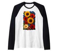 Bouquet de tournesols et de Coquelicots Graphiques d'été Rustique Manche Raglan