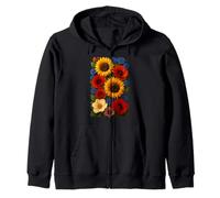 Bouquet de tournesols et de Coquelicots Graphiques d'été Rustique Sweat à Capuche
