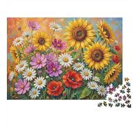 Bouquet de Tournesols Puzzle 1000 Pièces Jeu de Puzzle 1000 Pièces Papier pour Adultes Fleurs des Champs Décoration Détente Cadeau Famille 38x26cm/1000pcs